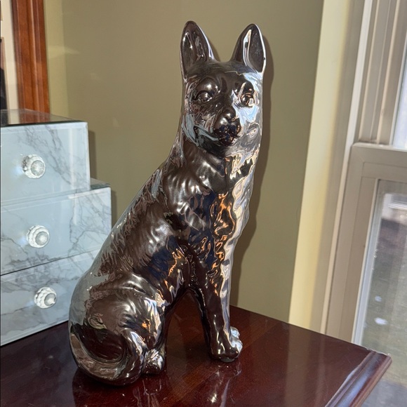Other - Elegant Silver Tone 11 inch Ceramic Dog Sculpture